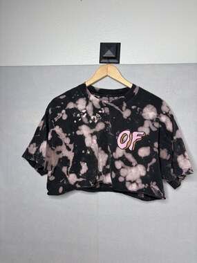 Odd Future Tie Dye Graphic Logo T Shirt Women Cropped Hip Hop LARGE